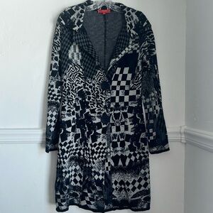 Lo. Ri. Wool & Acrylic Blend Long Coatigan Cardigan Coat Made in Italy Abstract
